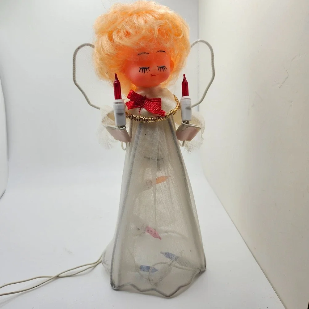 Vintage Lighted Christmas Angel Tree Topper / Decoration‎ Blinking Color Lights